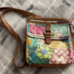Fossil Women's Floral Patchwork Crossbody messenger Bag Women’s Multicolor